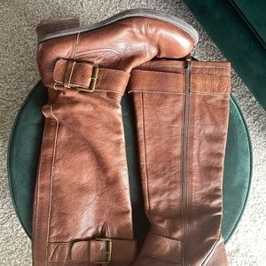 Franco sarto Leather Riding boots zip up brown soft leather super comfortable